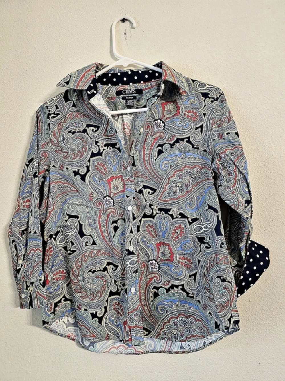 Chaps Paisley Button Down in Blue & Red Size Medium